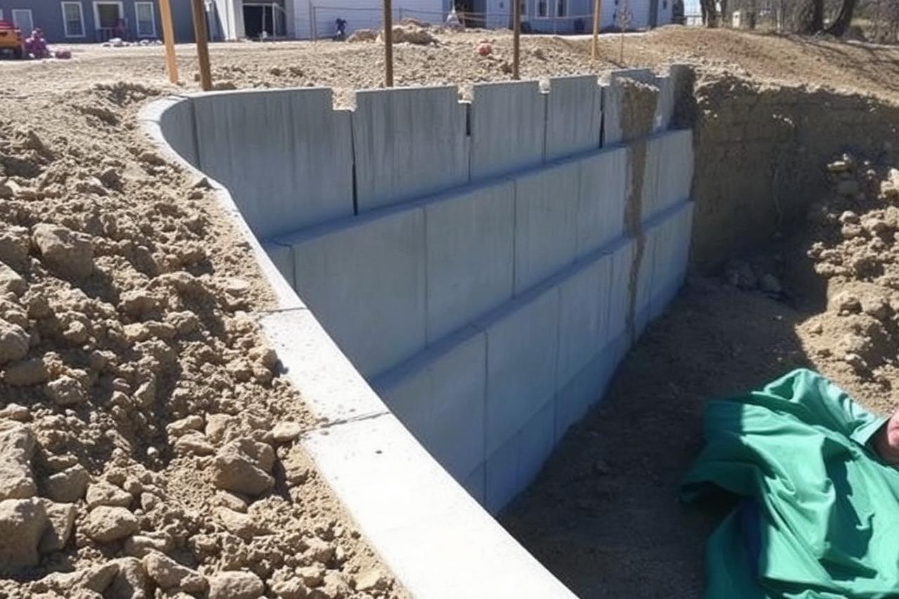 Muro de contención de concreto tratado con cementicio acrílico